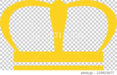 Golden crown symbol of royalty, power, and legacy, set against a stark black background. Simple. 129925677
