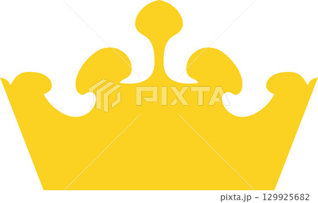 A gold crown silhouette stands out against a black backdrop, regal in its simplicity and design. 129925682