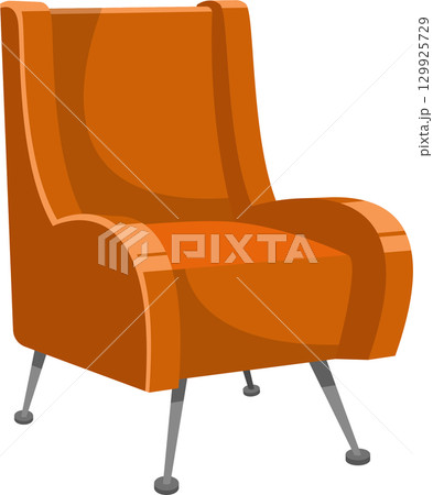 Stylish burnt orange armchair with a high back, rounded arms and slim metal legs for living rooms. Stylish burnt orange armchair with a high back, rounded arms and slim metal legs for living rooms. 129925729