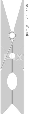 A gray-scale illustration of a vintage-style wooden clothespin with a metal spring mechanism. A gray-scale illustration of a vintage-style wooden clothespin with a metal spring mechanism. 129925750