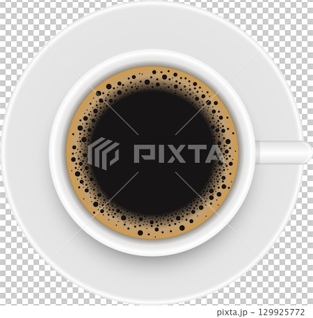Overhead view of a steaming cup of coffee, inviting warmth and a caffeine kick to the day. Overhead view of a steaming cup of coffee, inviting warmth and a caffeine kick to the day. 129925772
