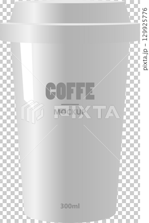 Minimalist white takeaway cup with lid, perfect for coffee and beverage on-the-go container. 129925776