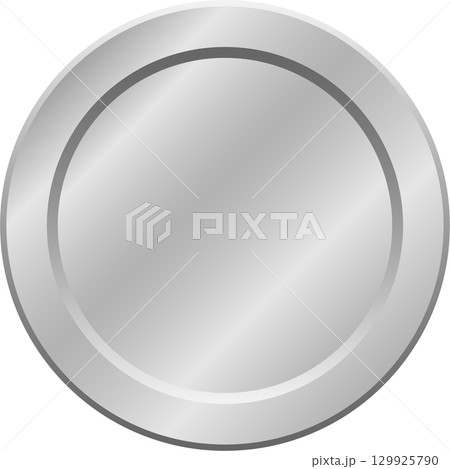 A shiny, blank silver coin with a simple...のイラスト素材 [129925790] - PIXTA