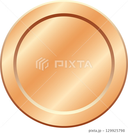 A shiny bronze coin gleams with a metallic sheen, ready for financial transactions or collection. 129925798