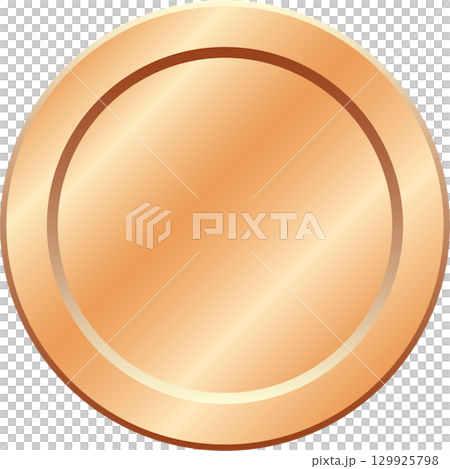 A shiny bronze coin gleams with a metallic sheen, ready for financial transactions or collection. 129925798