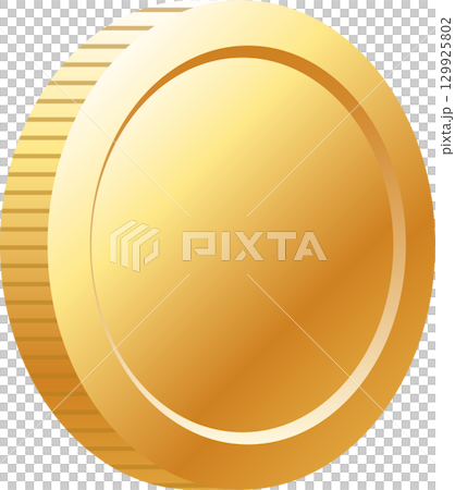A gleaming golden coin, promising fortune and success with its smooth surface and radiant shine. 129925802
