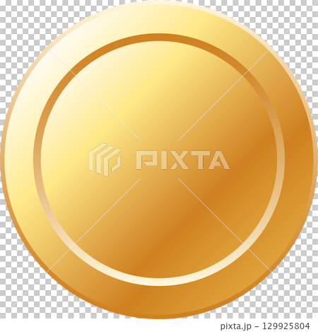 A shiny golden coin, symbolizing wealth and prosperity, gleaming with a metallic sheen on black. 129925804