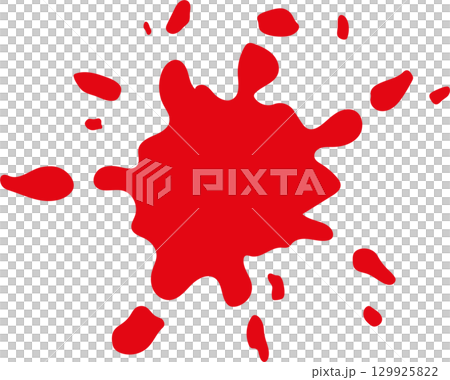 A vibrant red splat of color bursts against a stark black backdrop, creating a visual impact. 129925822