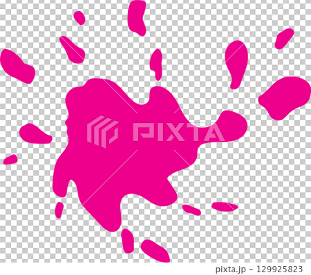 A vivid splash of deep pink paint is presented on a stark black backdrop, creating a vibrant contrast. A vivid splash of deep pink paint is presented on a stark black backdrop, creating a vibrant contrast. 129925823