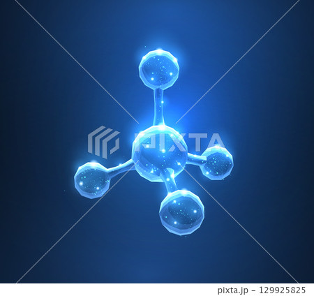 Molecule. Abstract futuristic micro molecule structure with sphere on blue background. Molecule. Abstract futuristic micro molecule structure with sphere on blue background. 129925825