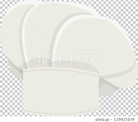 A white chef's hat, traditionally worn by cooks, signifies culinary expertise and kitchen duties. 129925839