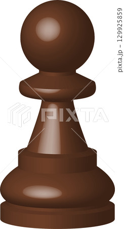 A brown chess pawn piece stands tall, ready to play in a strategic game of skill and wit. 129925859
