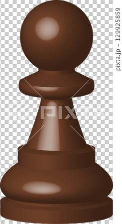 A brown chess pawn piece stands tall, ready to play in a strategic game of skill and wit. 129925859