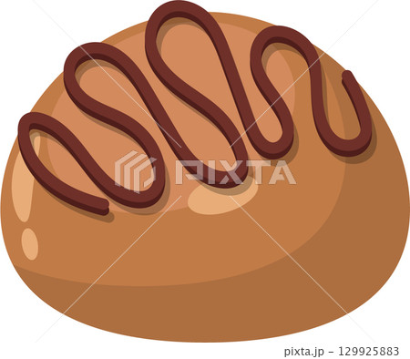 Delicious pastry with brown dough and chocolate topping. It's a sweet treat for any time of day. 129925883