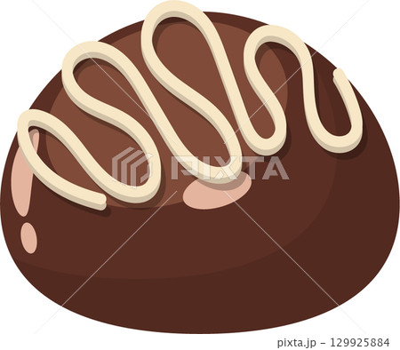 A cartoon chocolate truffle with a creamy white swirl on top, perfect for a sweet illustration. A cartoon chocolate truffle with a creamy white swirl on top, perfect for a sweet illustration. 129925884