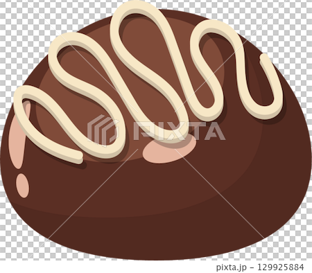A cartoon chocolate truffle with a creamy white swirl on top, perfect for a sweet illustration. 129925884