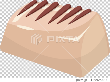 Appetizing glazed candy with decorative chocolate stripes, isolated on black background. Vector. Appetizing glazed candy with decorative chocolate stripes, isolated on black background. Vector. 129925887