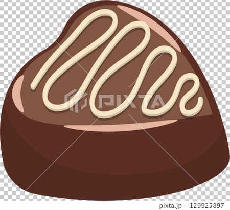 Illustration of a chocolate candy, heart-shaped with white topping, isolated on black background. Illustration of a chocolate candy, heart-shaped with white topping, isolated on black background. 129925897