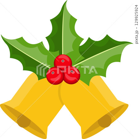 Festive bells adorned with holly and berries, adding a touch of holiday cheer and celebration. Festive bells adorned with holly and berries, adding a touch of holiday cheer and celebration. 129925924