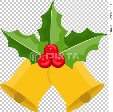 Festive bells adorned with holly and berries, adding a touch of holiday cheer and celebration. Festive bells adorned with holly and berries, adding a touch of holiday cheer and celebration. 129925924