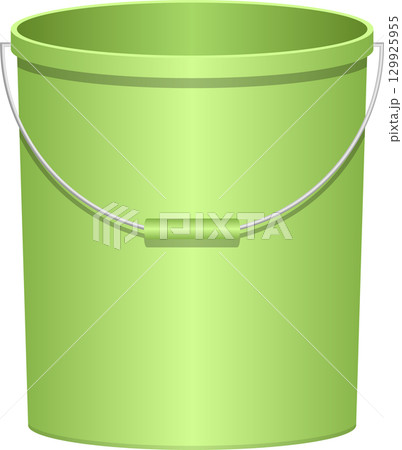 A light green bucket with a silver handle, ready for various tasks and storage solutions. 129925955