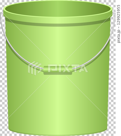 A light green bucket with a silver handle, ready for various tasks and storage solutions. 129925955