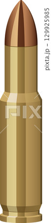 Ammunition, cartridge or bullet object for handgun. Isolated closeup object with no background. Ammunition, cartridge or bullet object for handgun. Isolated closeup object with no background. 129925985