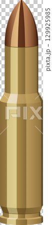 Ammunition, cartridge or bullet object for handgun. Isolated closeup object with no background. Ammunition, cartridge or bullet object for handgun. Isolated closeup object with no background. 129925985