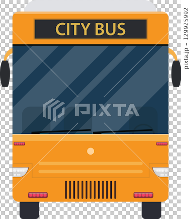 A cheerful yellow city bus is ready to transport passengers on its daily routes around town. 129925992