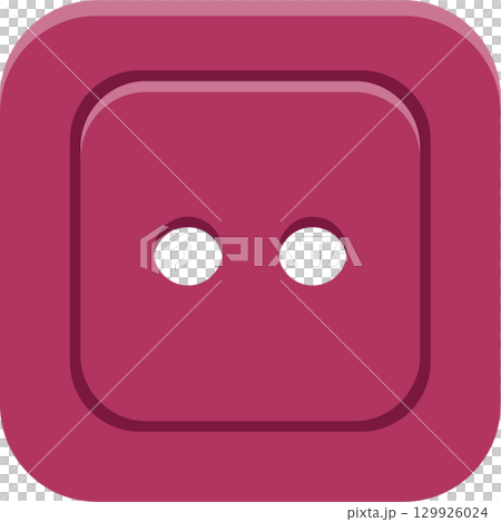 Illustration of a two-hole purple button. A simple, flat design with rounded edges and a cast shadow. 129926024