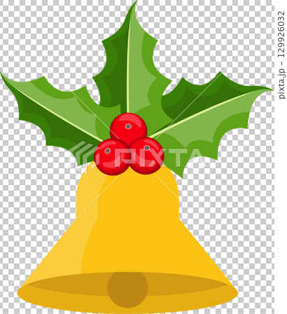 Festive bell with holly and berries, perfect for holiday celebrations and seasonal decorations. Festive bell with holly and berries, perfect for holiday celebrations and seasonal decorations. 129926032