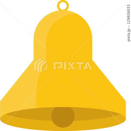 A golden bell with a rounded top and flared bottom hangs, ready to announce a message. 129926033