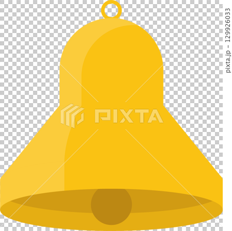 A golden bell with a rounded top and flared bottom hangs, ready to announce a message. 129926033