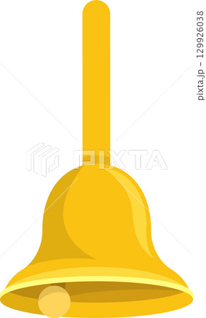 Illustration of a simplistic golden bell, featuring a clapper and a smooth finish. Simple art. Illustration of a simplistic golden bell, featuring a clapper and a smooth finish. Simple art. 129926038