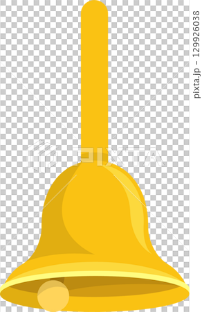 Illustration of a simplistic golden bell, featuring a clapper and a smooth finish. Simple art. Illustration of a simplistic golden bell, featuring a clapper and a smooth finish. Simple art. 129926038