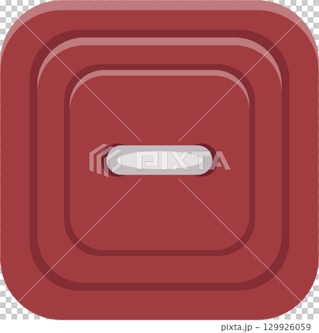 Illustration of a box shaped object with a handle and red layers and rounded corners. 129926059