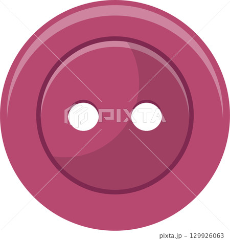 A pink, two-hole sew-through button used in garment making and craft projects is displayed. A pink, two-hole sew-through button used in garment making and craft projects is displayed. 129926063