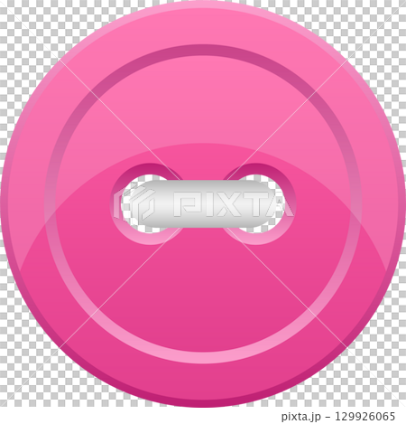 A glossy pink button is displayed, featuring two holes for attachment, casting subtle reflections. A glossy pink button is displayed, featuring two holes for attachment, casting subtle reflections. 129926065