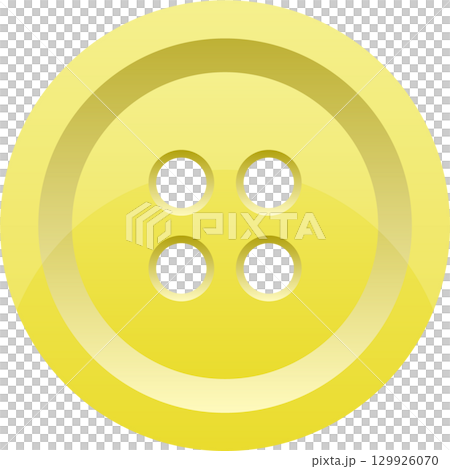 A simplistic, glossy yellow sewing button with four holes, ideal for crafts and clothing. A simplistic, glossy yellow sewing button with four holes, ideal for crafts and clothing. 129926070