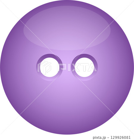 A glossy, purple sewing button with two holes. Its round shape makes it good for decorations. 129926081