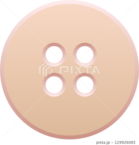 A simple tan sewing button with four holes set against a plain black background. Round object. A simple tan sewing button with four holes set against a plain black background. Round object. 129926085