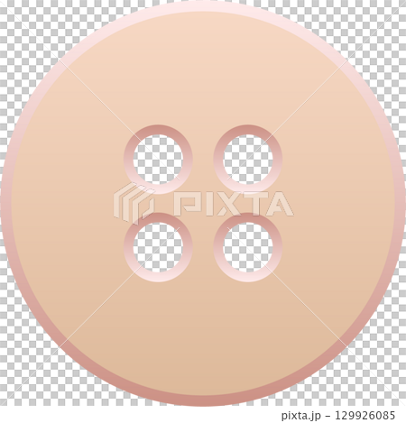 A simple tan sewing button with four holes set against a plain black background. Round object. A simple tan sewing button with four holes set against a plain black background. Round object. 129926085
