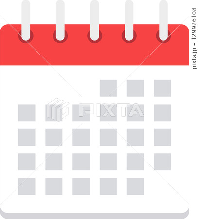 Iconic calendar with red header and grid of days, symbolizing time, scheduling, or planning. 129926108