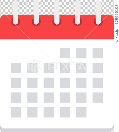 Iconic calendar with red header and grid of days, symbolizing time, scheduling, or planning. 129926108