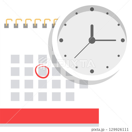 Clock and calendar, reminder to plan and manage time to meet a deadline, schedule an event. 129926111
