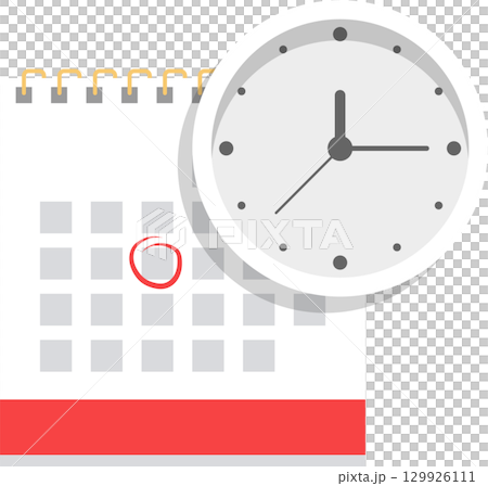 Clock and calendar, reminder to plan and manage time to meet a deadline, schedule an event. 129926111