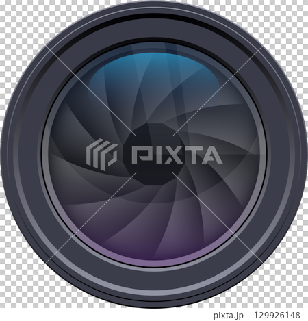 Detailed image showing the aperture and optics of a camera lens for photography or video. Detailed image showing the aperture and optics of a camera lens for photography or video. 129926148