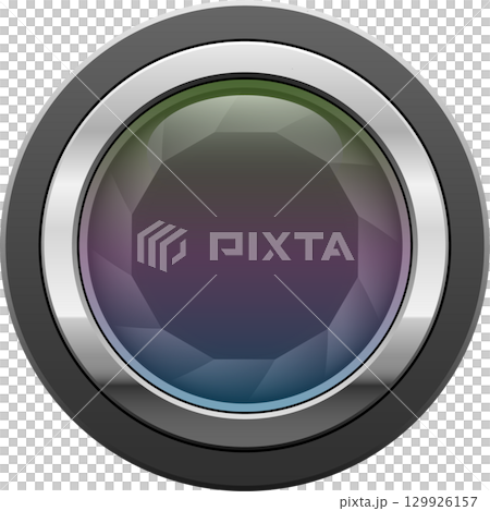 Colorful gradient fill within a silver and gray circular button with gem-like polygonal pattern 129926157