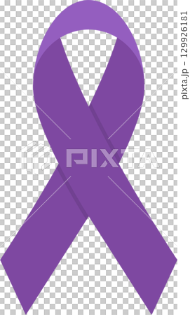 A vector image of a purple ribbon on a black background, commonly associated with awareness. A vector image of a purple ribbon on a black background, commonly associated with awareness. 129926181