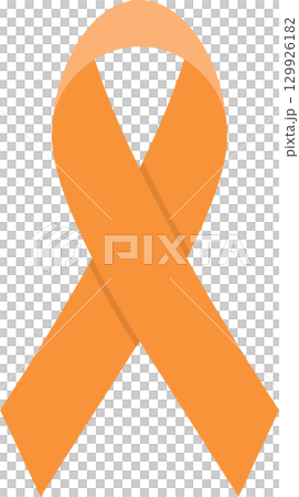 Orange ribbon emblem on a black background. Represents hope, awareness, and solidarity for a cause. Orange ribbon emblem on a black background. Represents hope, awareness, and solidarity for a cause. 129926182
